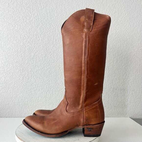 Lane PLAIN JANE Womens Cowboy Boots 11 Brown Leather Western Cowgirl Mid Calf - Picture 6 of 13